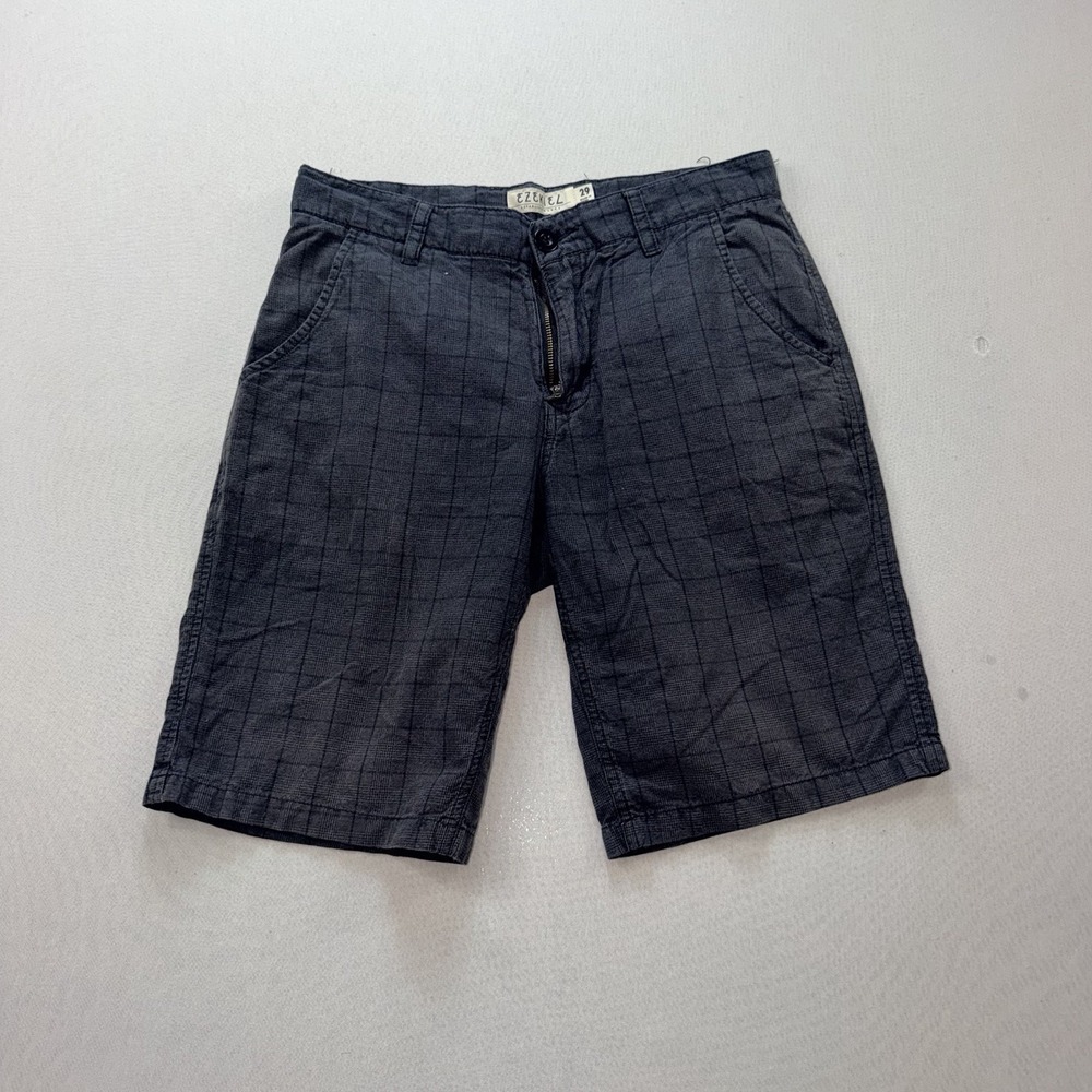 Ezekiel Chino Shorts Men 29 Gray Excellent Plaid Flat Front Regular Fit